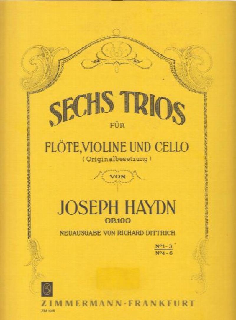 Trios for Flute, Violin and Cello Op.100 Nos.1 - 3 Set of Parts