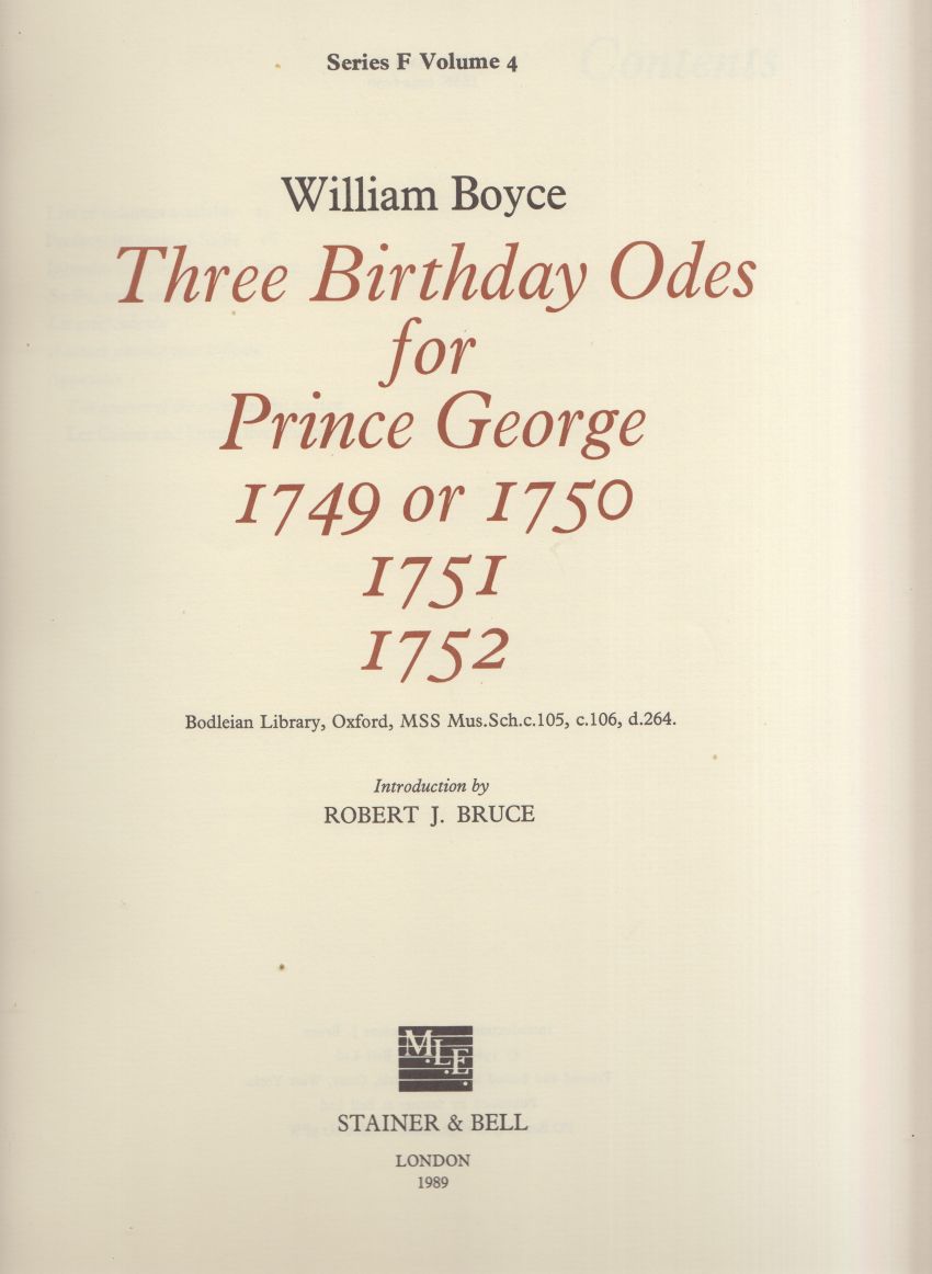 Three Birthday Odes for Prince George - Facsimile Full Score