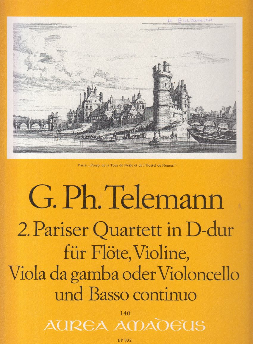 Paris Quartet No.2 in D major for Flute, Violin, Viola da Gamba or Cello and Basso Continuo - Set of Parts