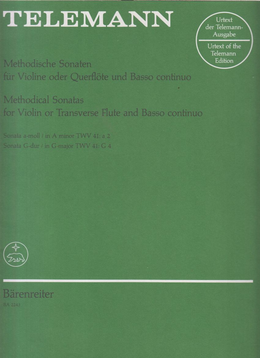 Methodical Sonatas in a minor and G major for Violin (or Flute) and Basso Continuo - Set of Parts