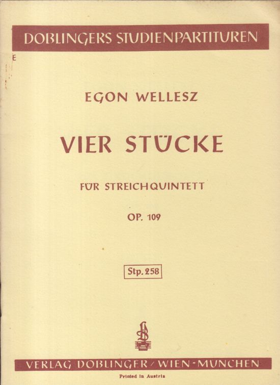 4 Pieces for String Quintet, Op.109 - Study Score