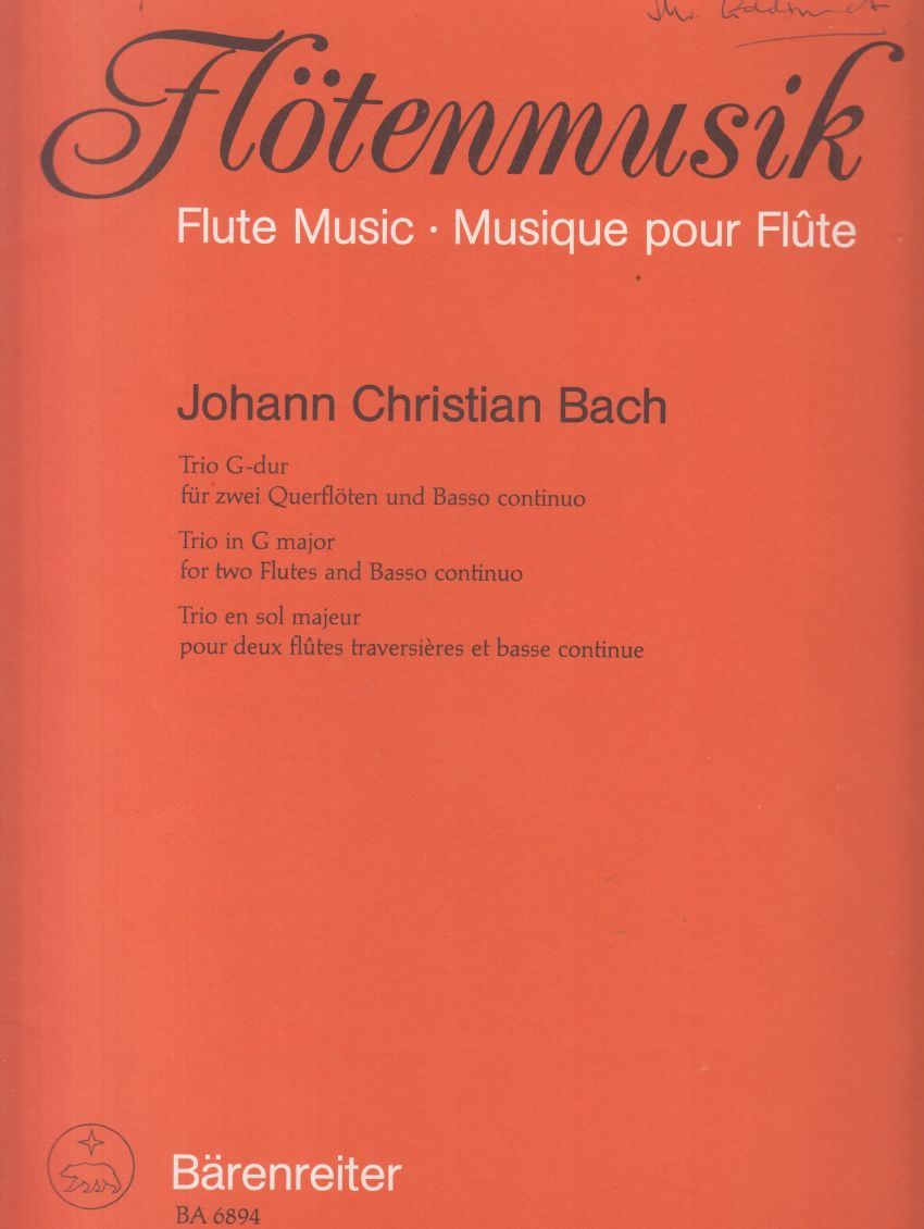 Trio in G major for Two Flutes and Basso continuo - Set of Parts