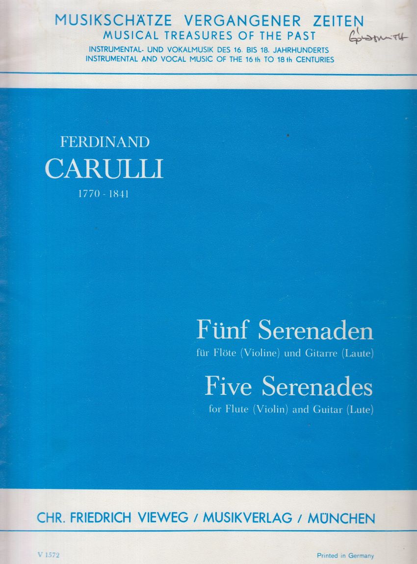 Five Serenades for Flute (Violin) and Guitar (Lute) - Playing Score