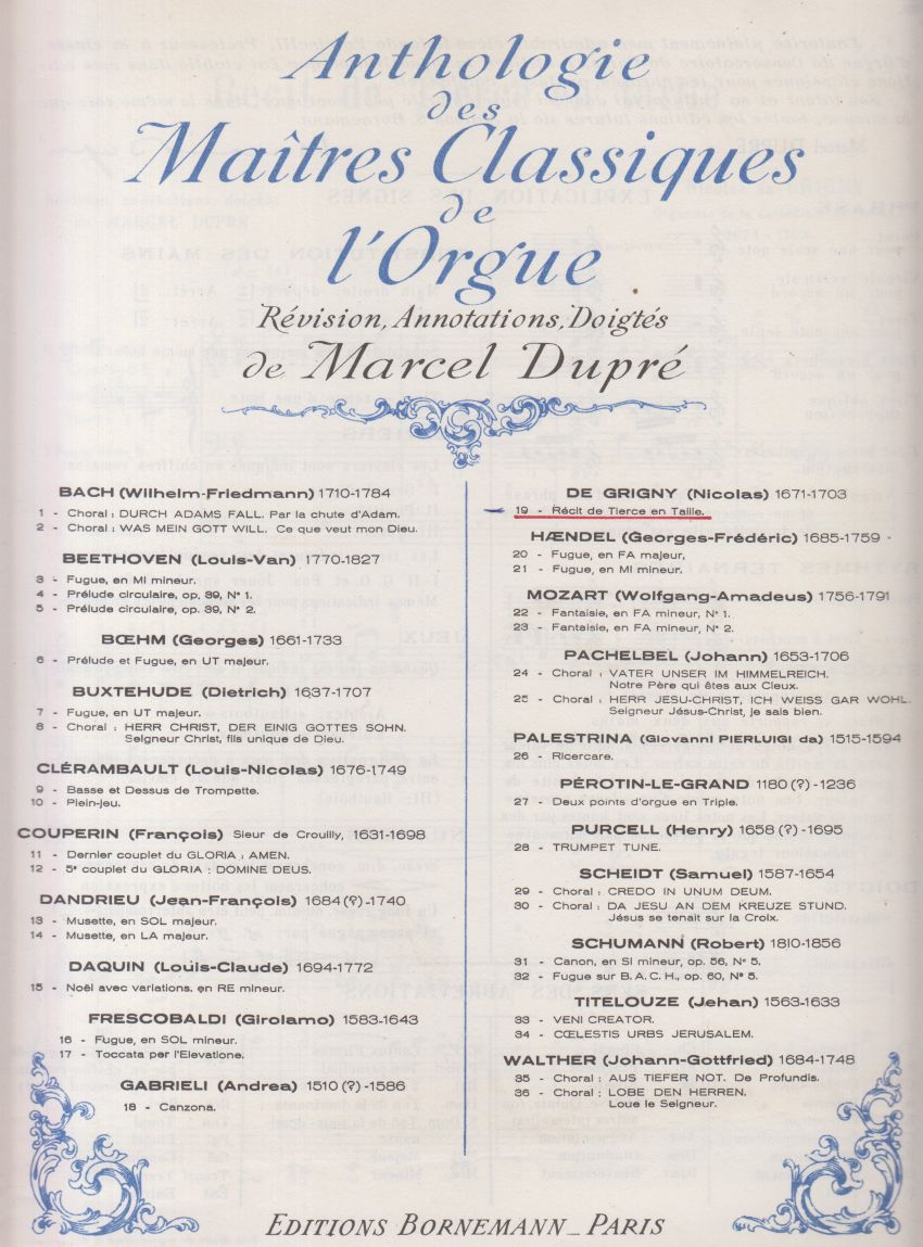 Recit de Tierce enTaille for Organ