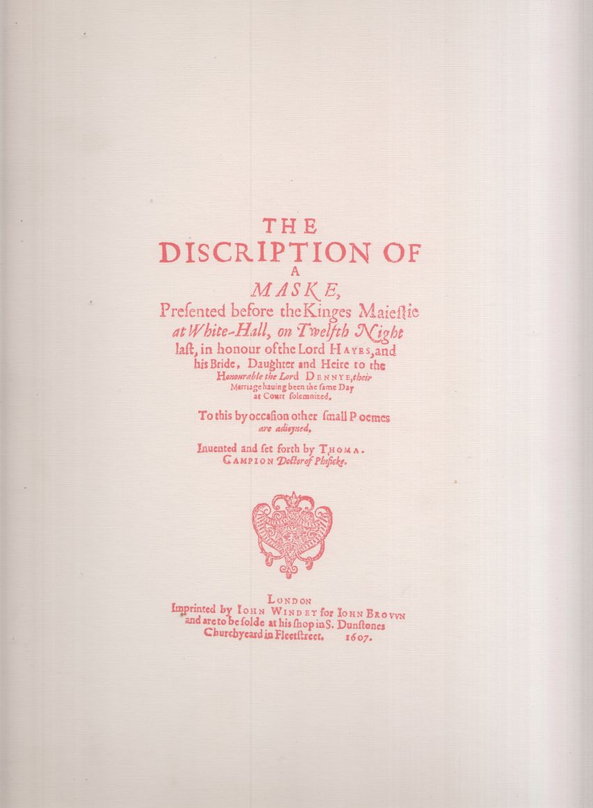 The Discription of a Maske in Honour of the Lord Hayes (1607)