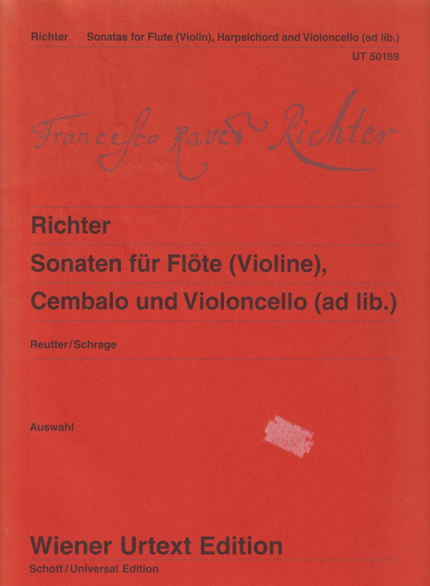 Sonatas for Flute (Violin), Harpsichord and Cello (ad lib.) in D, A and g minor - Set of Parts