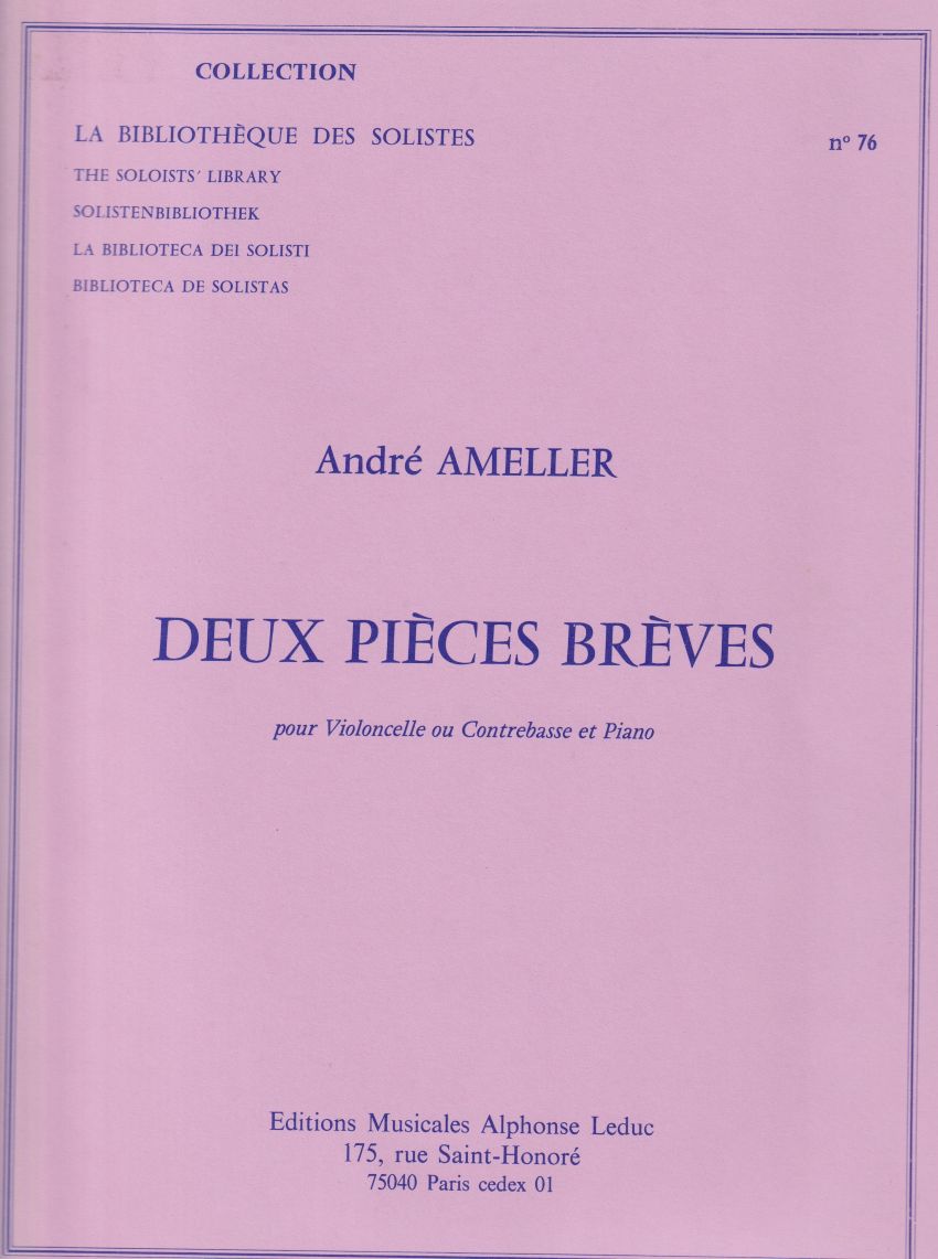 Deux Pieces Breves for Cello (Double Bass) and Piano
