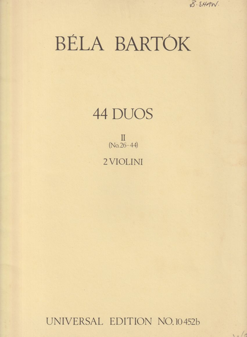 44 Duos for Two Violins, Vol.II (Nos.26-44)