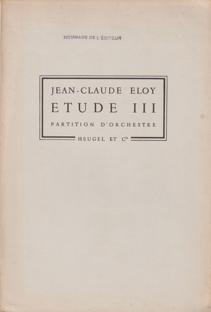Image for Etude III - Study Score Etude III - Study Score