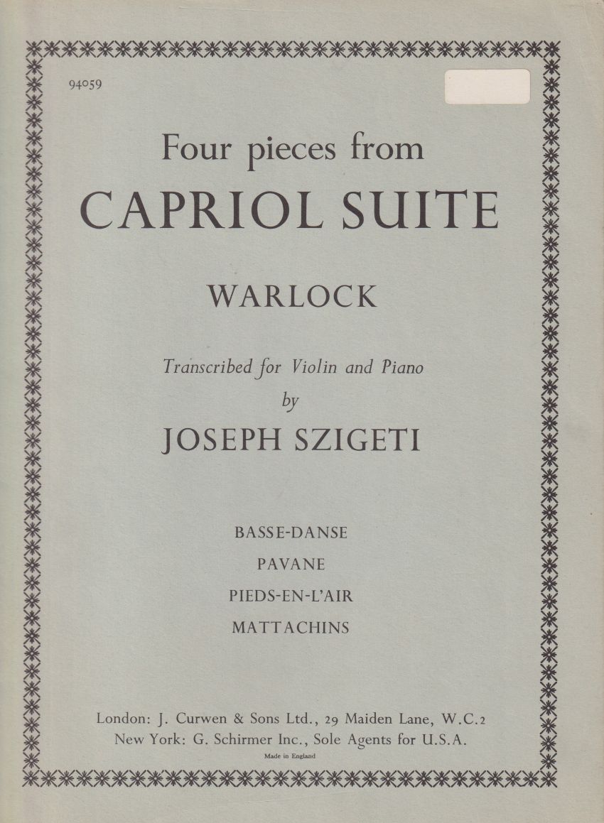 Four Pieces from Capriol Suite for Violin and Piano