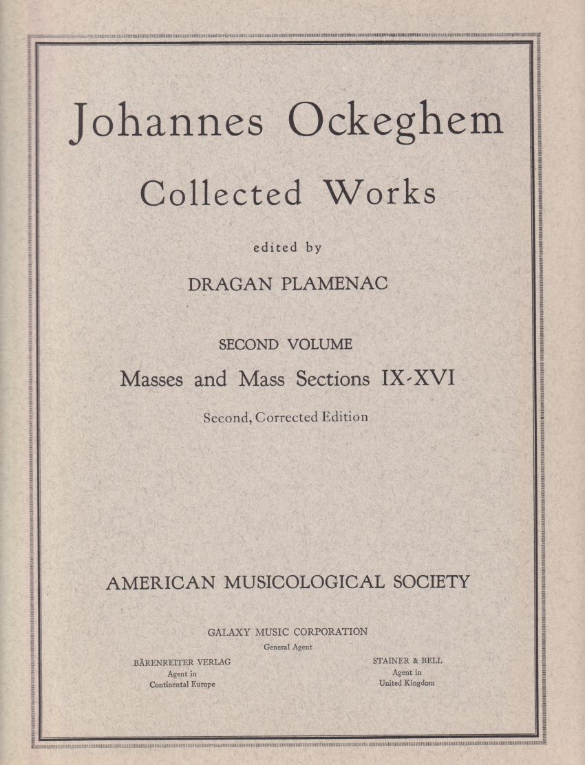 Collected Works Second Volume - Masses and Mass Sections IX - XVI